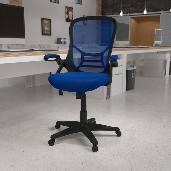 Flash Furniture Office Chair, Mesh, Blue HL-0016-1-BK-BL-GG